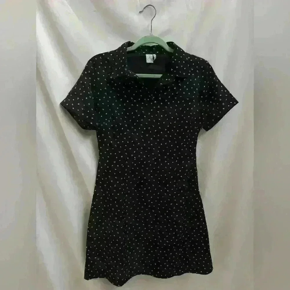 Black academia style midi dress.